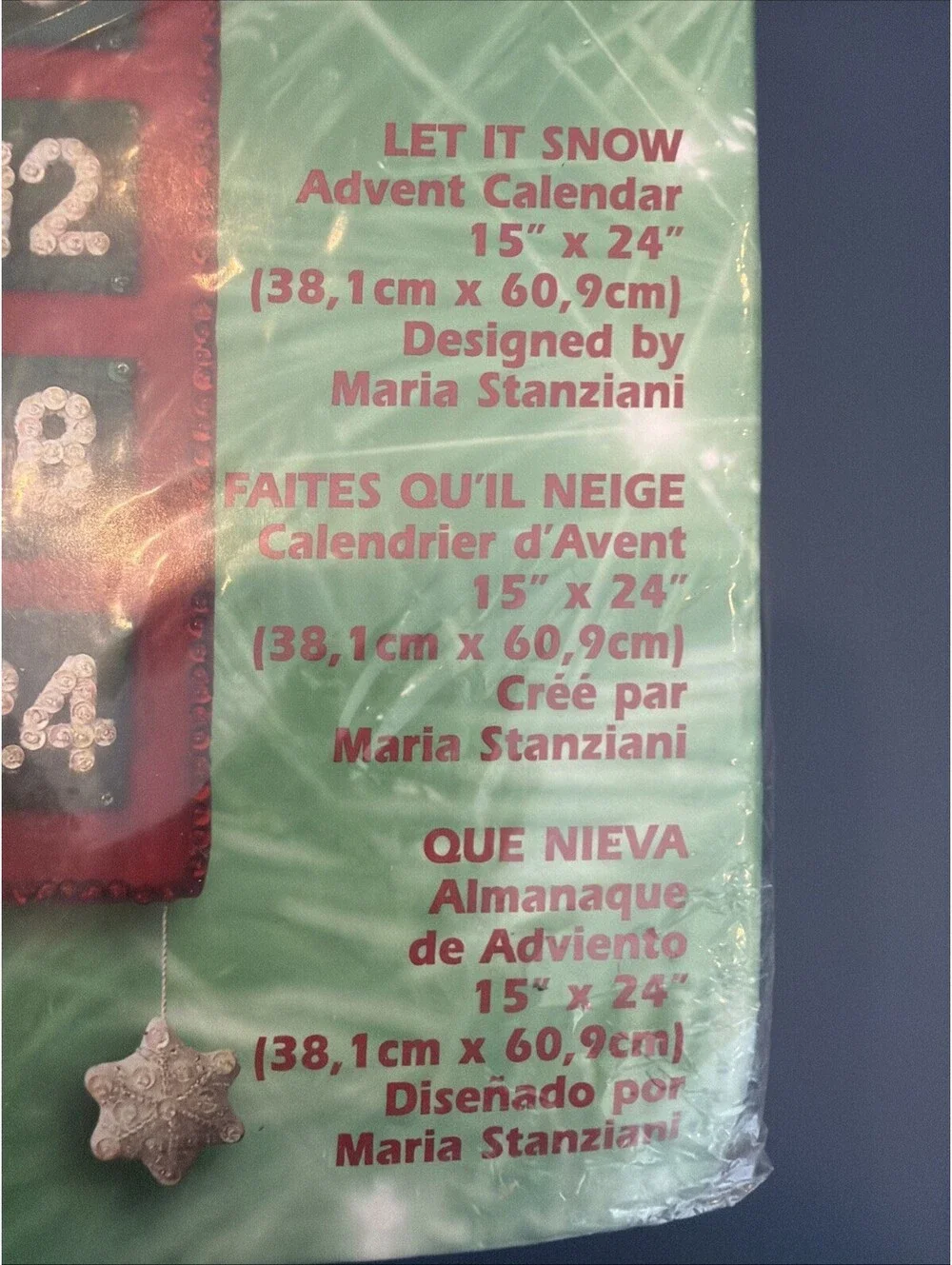 Vtg Rare DIY Bucilla Felt Appliqué Let It Snow Advent Calendar Kit  New ￼